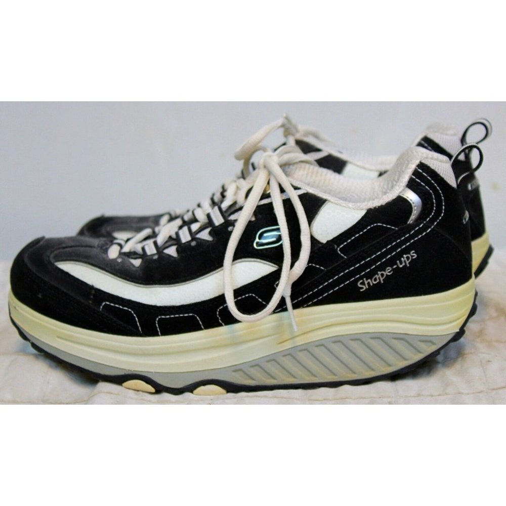 Sketchers Shape up Sneakers Shoes Women Sz 9 Black/White Comfort Fitness